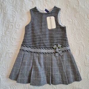 Mayoral Chic girls 24 months gray & black fully lined dress wool blend NWT